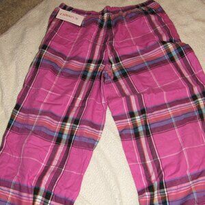 Joyspun Capri Pink Plaid M(8/10) Drawstring Women's PJ Pant NWT